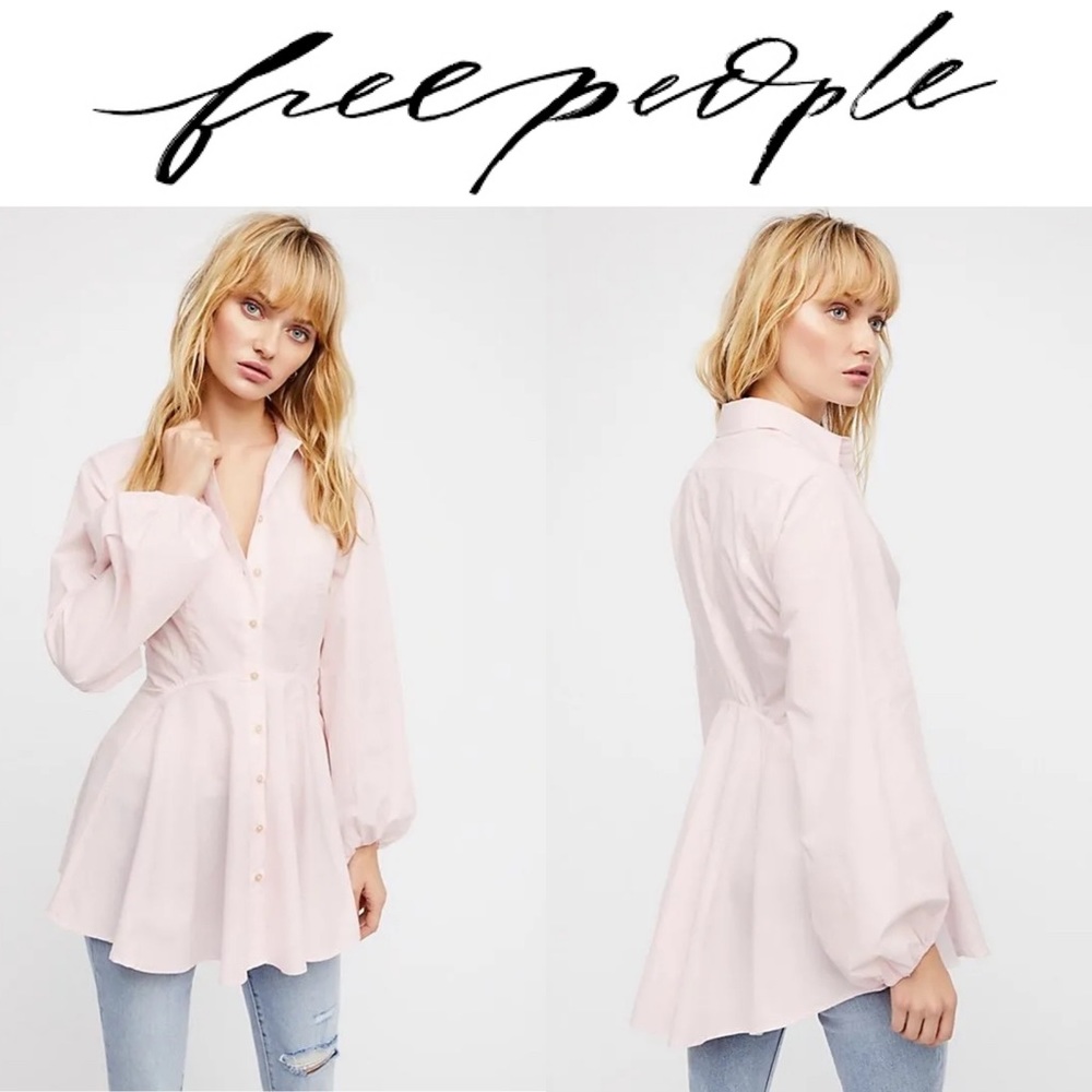 Free People NWT All the Time Blush Pink Long Sleeve Tunic Top Sz XS
